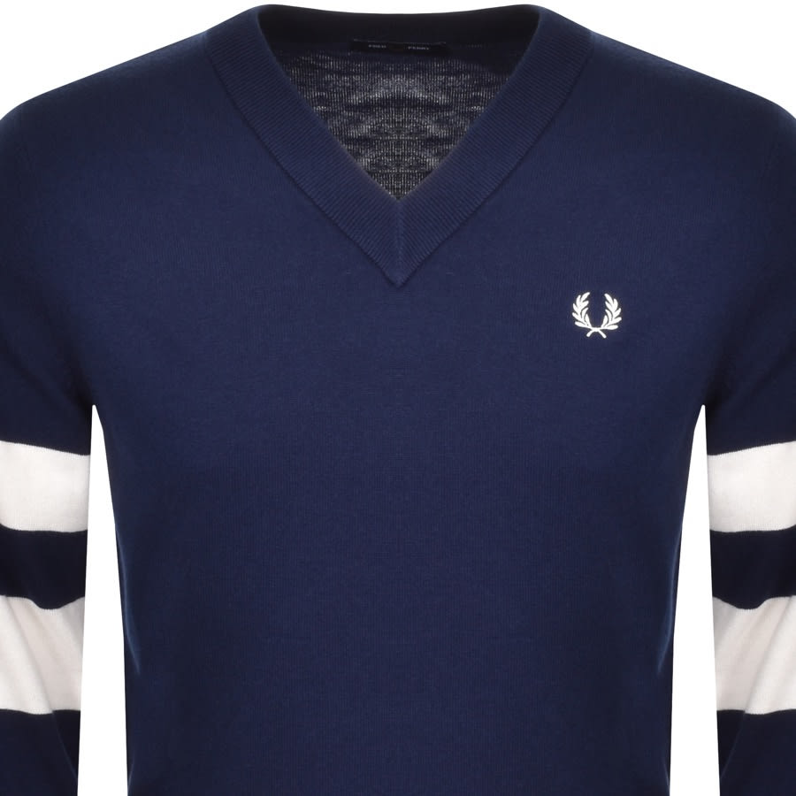 Alternative Image for ProductFred Perry V Neck Knit Jumper Blue2